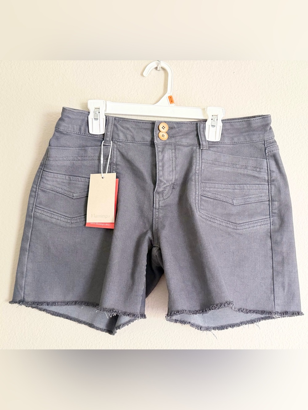 Flamingo Gray Frayed Hem Juniors Shorts